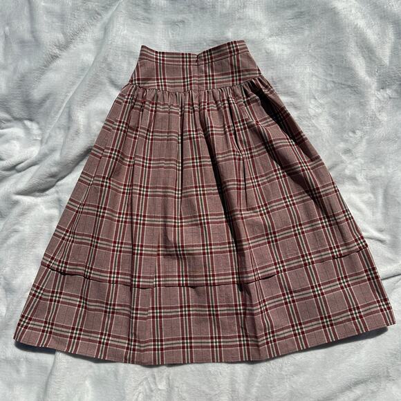 Rejina Pyo Christmas Plaid Midi Skirt Red Green Button Front Size 2 US 6 UK $550 - Picture 15 of 16